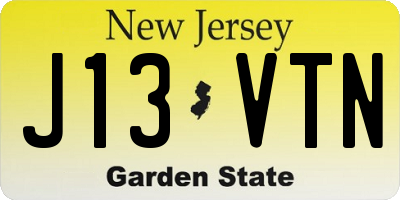 NJ license plate J13VTN