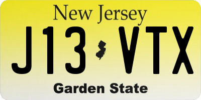 NJ license plate J13VTX