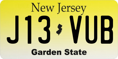 NJ license plate J13VUB