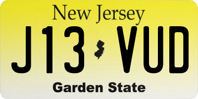 NJ license plate J13VUD