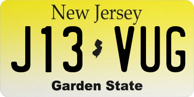 NJ license plate J13VUG