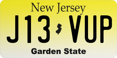 NJ license plate J13VUP