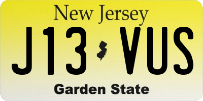 NJ license plate J13VUS