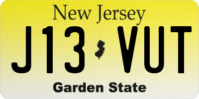 NJ license plate J13VUT