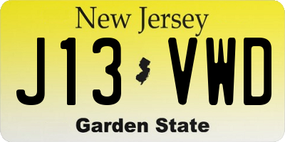 NJ license plate J13VWD