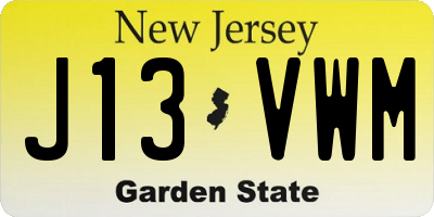 NJ license plate J13VWM