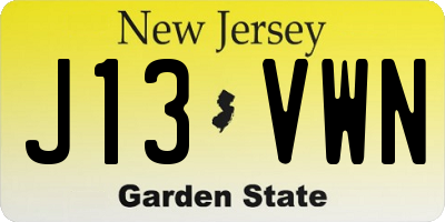NJ license plate J13VWN