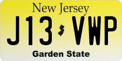 NJ license plate J13VWP