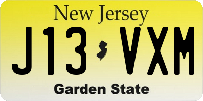 NJ license plate J13VXM