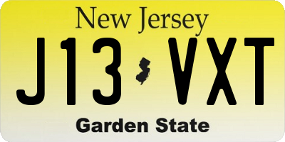 NJ license plate J13VXT