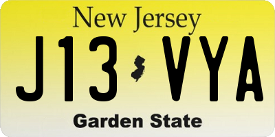 NJ license plate J13VYA