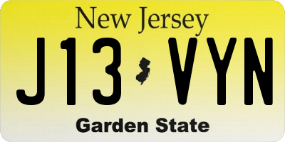 NJ license plate J13VYN