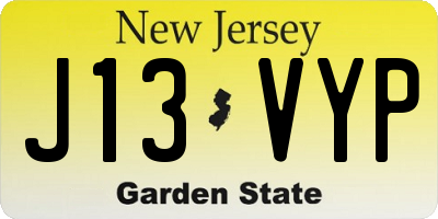 NJ license plate J13VYP