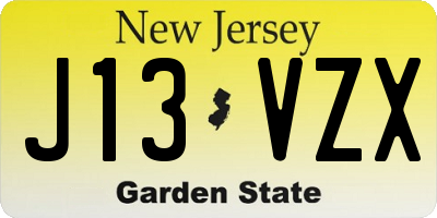 NJ license plate J13VZX