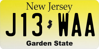 NJ license plate J13WAA