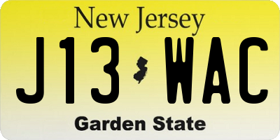 NJ license plate J13WAC