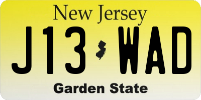 NJ license plate J13WAD