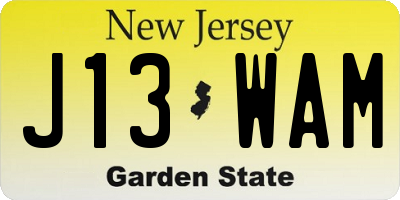 NJ license plate J13WAM