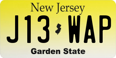 NJ license plate J13WAP