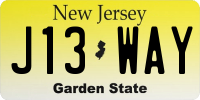 NJ license plate J13WAY