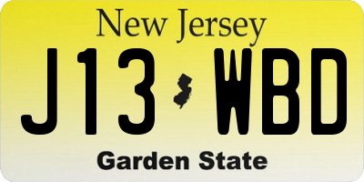 NJ license plate J13WBD