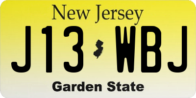 NJ license plate J13WBJ