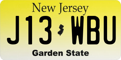 NJ license plate J13WBU