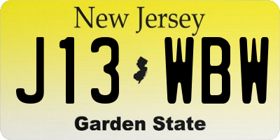 NJ license plate J13WBW
