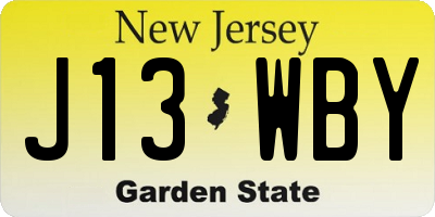 NJ license plate J13WBY