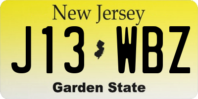 NJ license plate J13WBZ