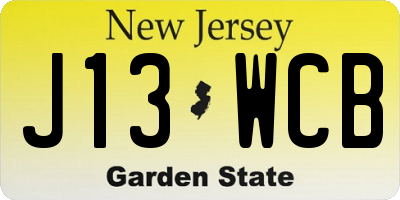 NJ license plate J13WCB