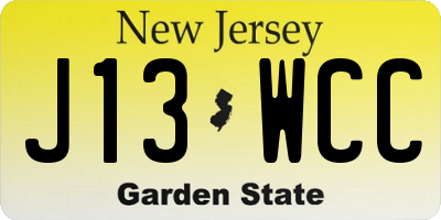 NJ license plate J13WCC