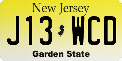 NJ license plate J13WCD