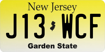 NJ license plate J13WCF