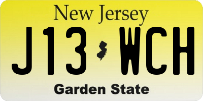 NJ license plate J13WCH