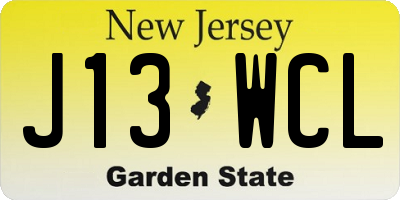 NJ license plate J13WCL