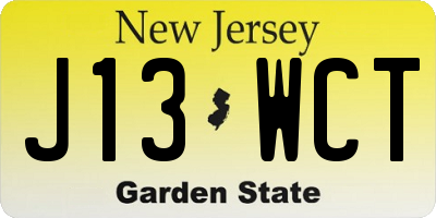 NJ license plate J13WCT
