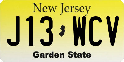 NJ license plate J13WCV