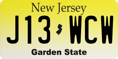 NJ license plate J13WCW