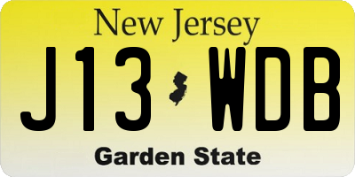 NJ license plate J13WDB