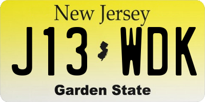 NJ license plate J13WDK