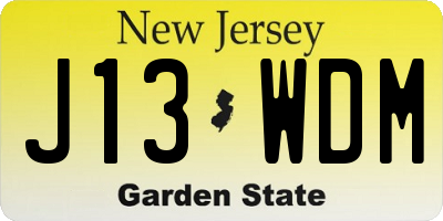 NJ license plate J13WDM