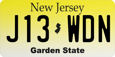 NJ license plate J13WDN