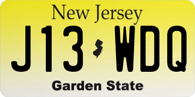 NJ license plate J13WDQ
