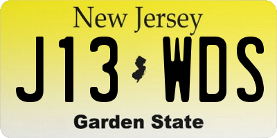 NJ license plate J13WDS