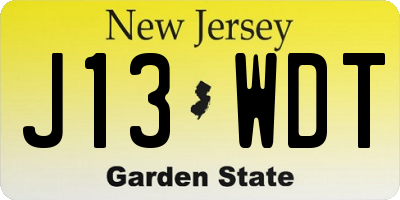 NJ license plate J13WDT