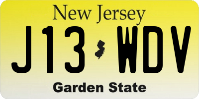 NJ license plate J13WDV