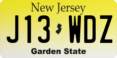 NJ license plate J13WDZ