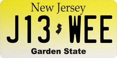 NJ license plate J13WEE