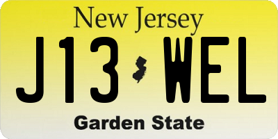 NJ license plate J13WEL
